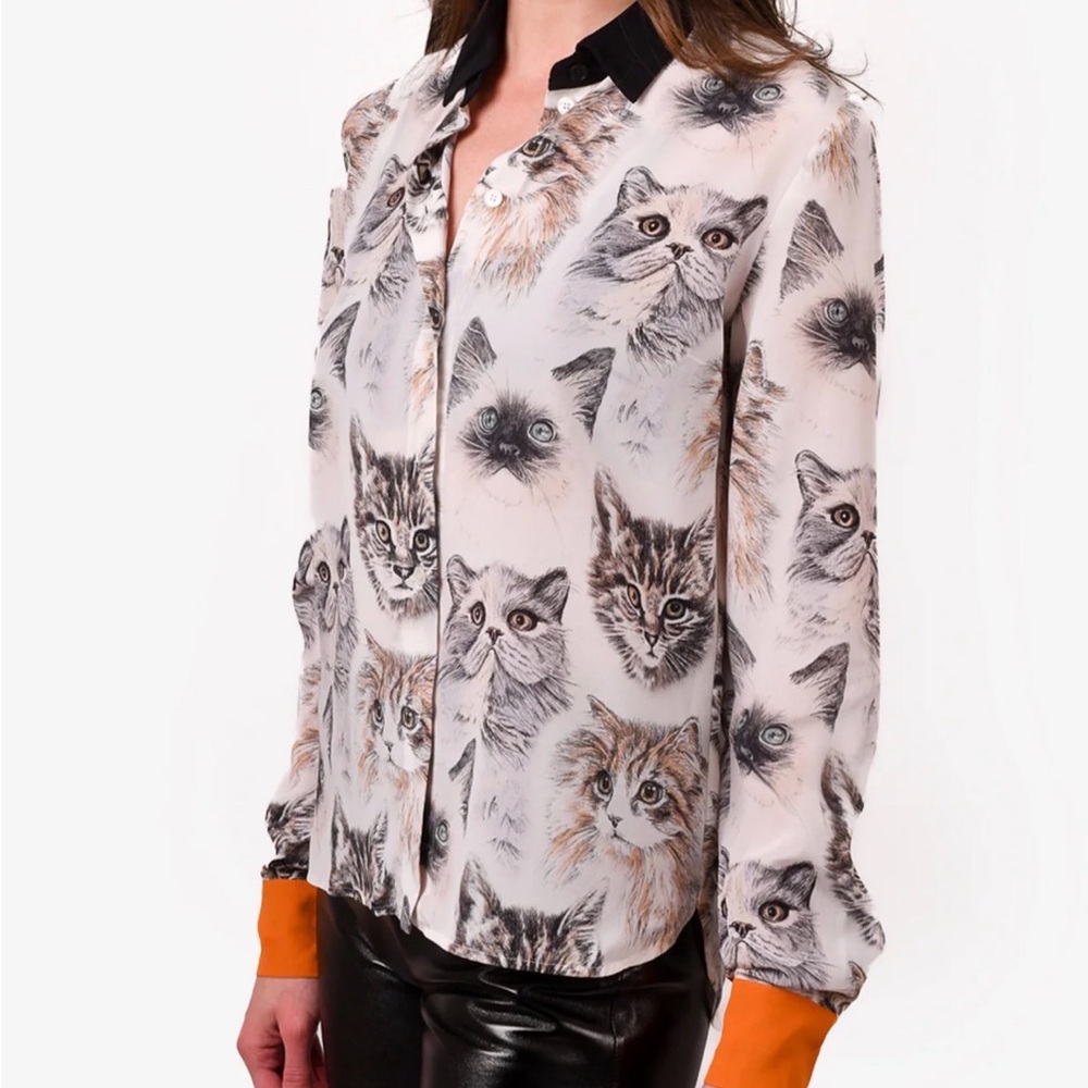 Stella Mcartney Cat printed Silk Blouse